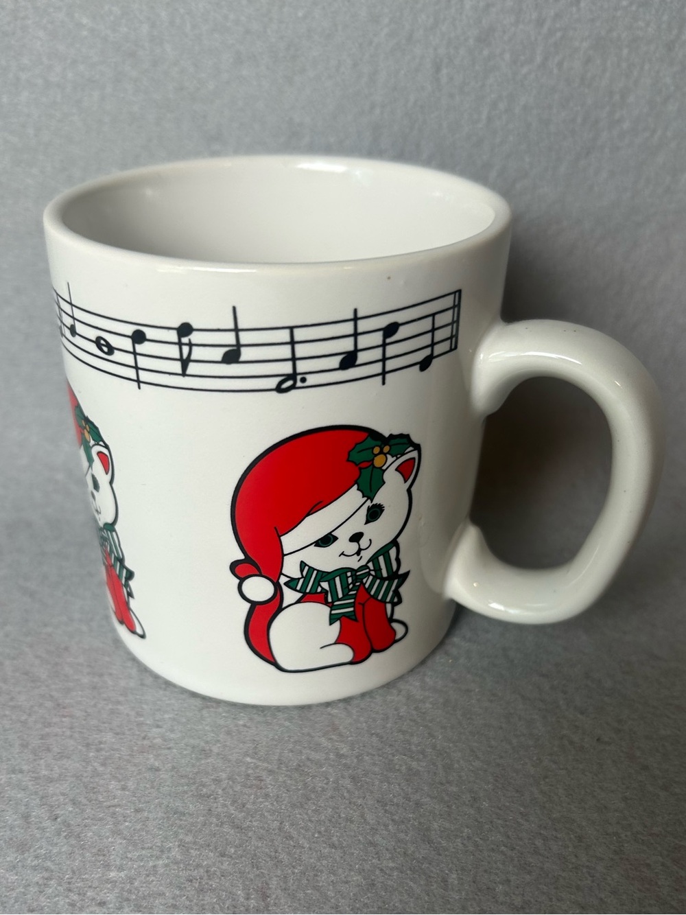 VTG Christmas Cat Coffee Mug Cup 1985 Cottagecore Cozy Holidays